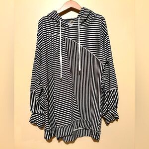 Pilcro Striped Black and Off White Hoodie